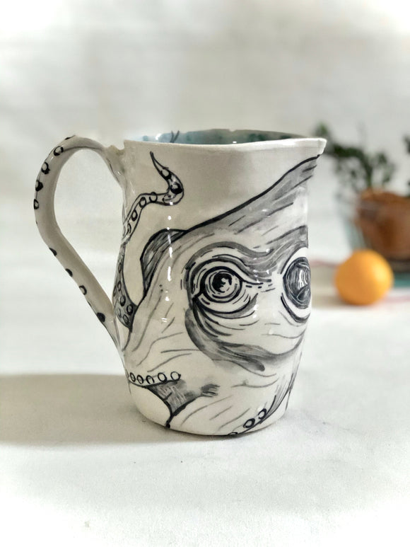 Hand painted Octopus Pitcher