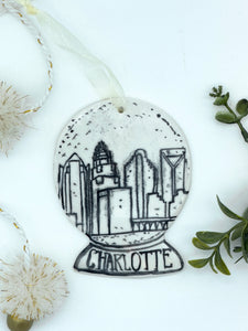 Charlotte Skyline Snowglobe Ornament