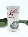 Small Sea Star, Clam Shell and Red Coral Tumbler