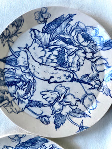 Blue Floral Narwhal Dessert Plate